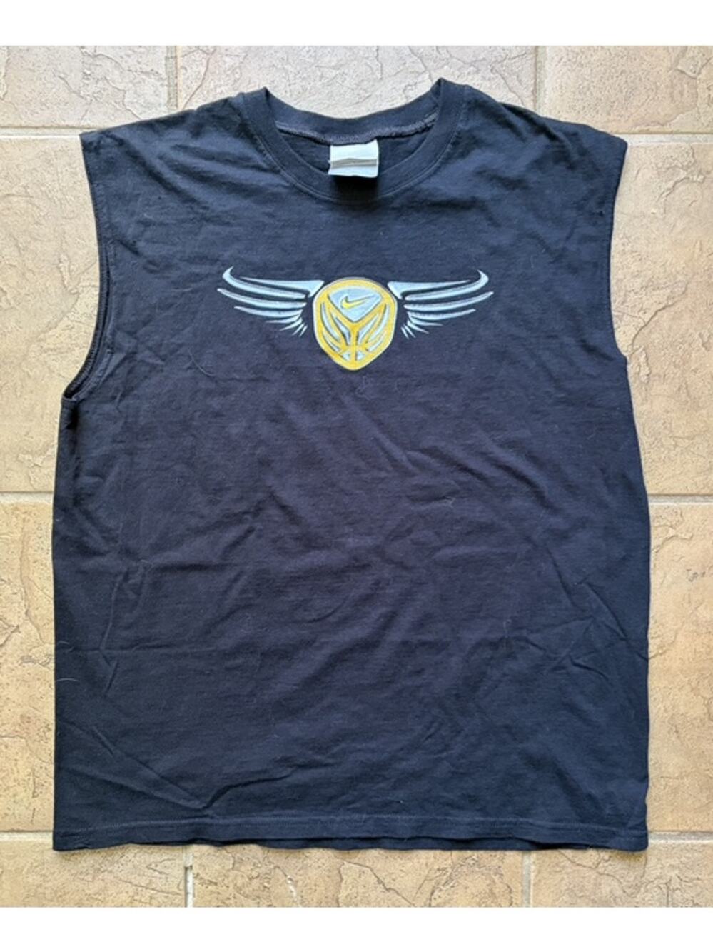 Vintage Nike Hoops Winged Logo Sleeveless Tee Womens XL Black Basketball Shirt